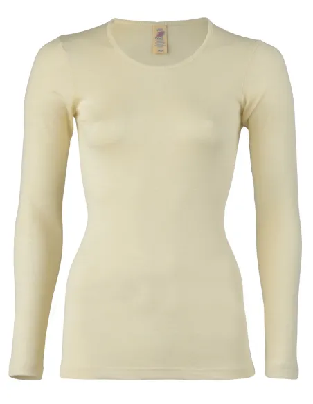 T-Shirt Manches Longues Blanc Cassé Femme Laine Mérinos Engel Natur