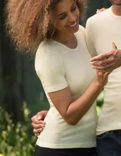 T-Shirt Femme Laine Mérinos Blanc Cassé Engel Natur
