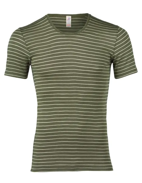 T-Shirt Rayé Manches Courtes Homme Soie Laine Engel Natur