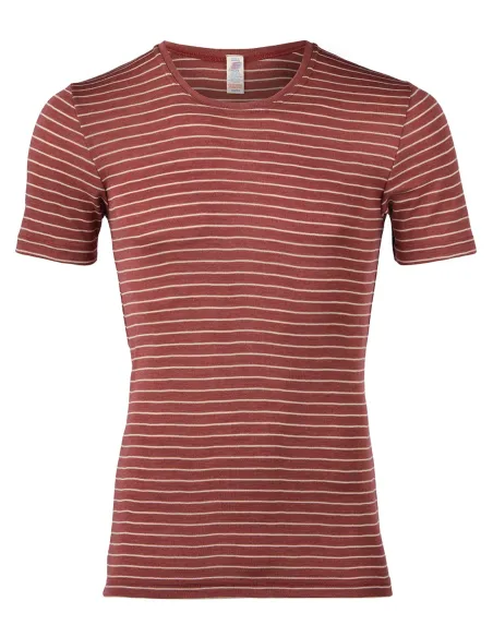 T-Shirt Rayé Manches Courtes Homme Soie Laine Engel Natur