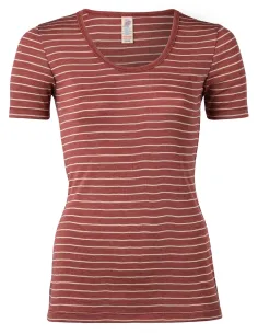 T-Shirt Rayé Manches Courtes Femme Soie Laine Engel Natur