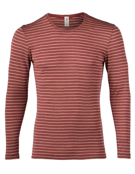 T-Shirt Rayé Manches Longues Homme Soie Laine Engel Natur