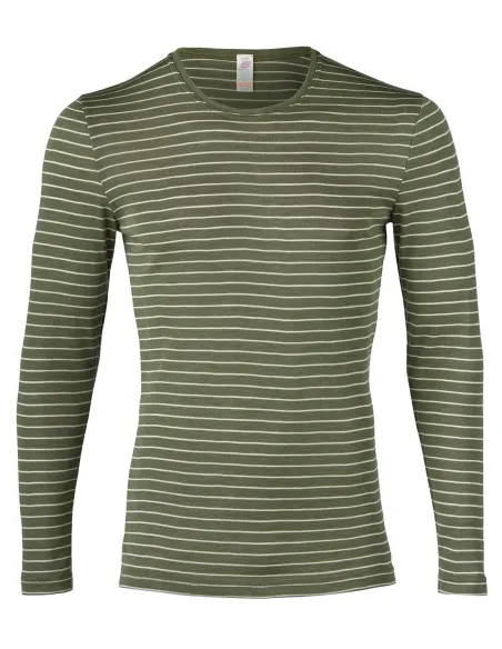 T-Shirt Rayé Manches Longues Homme Soie Laine Engel Natur