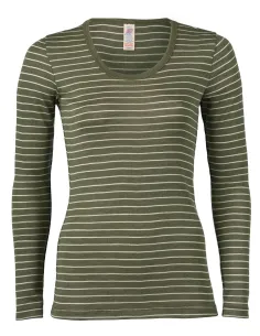 T-Shirt Rayé Manches Longues Femme Soie Laine Engel Natur