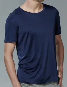 T-Shirt en Soie Homme Bleu Foncé Kokon Zwo