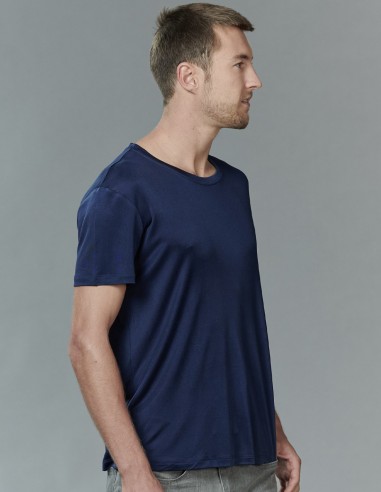 T-Shirt en Soie Homme Bleu Foncé...