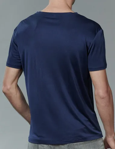 T-Shirt en Soie Homme Bleu Foncé Kokon Zwo
