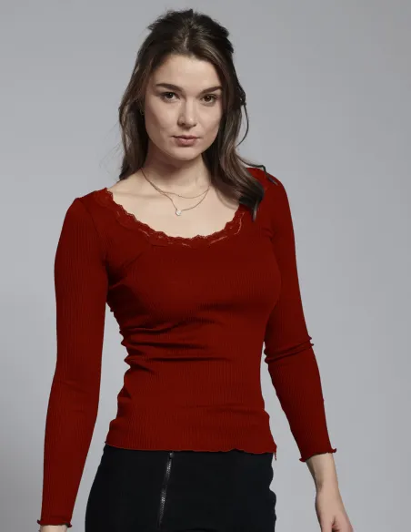 Chemise Côtelée Soie Coton avec Dentelle Kokon Zwo