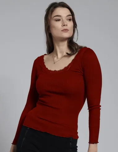 Chemise Côtelée Soie Coton avec Dentelle Kokon Zwo