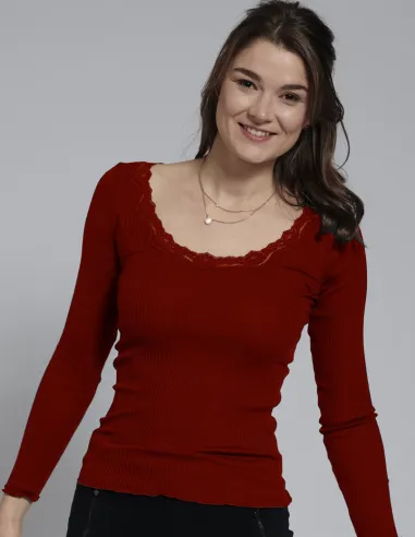 Chemise Côtelée Soie Coton avec Dentelle Kokon Zwo