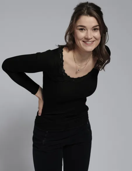 Chemise Côtelée Soie Coton avec Dentelle Kokon Zwo
