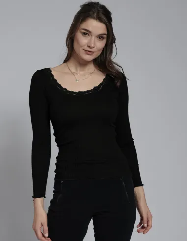 Chemise Côtelée Soie Coton avec Dentelle Kokon Zwo