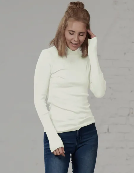 Pull en Soie Côtelé Femme Col Montant Kokon Zwo
