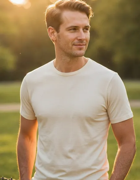 T-Shirt Blanc Homme Laine Mérinos Engel Natur