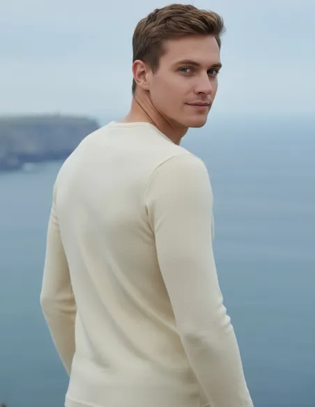 T-Shirt Manches Longues Blanc Cassé Homme Laine Mérinos Engel Natur T-Shirt Manches Longues Blanc Cassé Homme Laine Mérinos Engel Natur