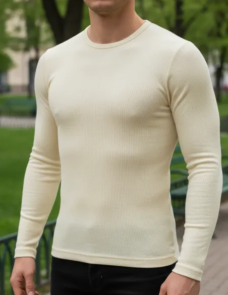 T-Shirt Manches Longues Blanc Cassé Homme Laine Mérinos Engel Natur T-Shirt Manches Longues Blanc Cassé Homme Laine Mérinos Engel Natur