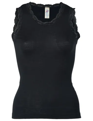 Haut avec Dentelle Femme Soie Laine Engel Natur