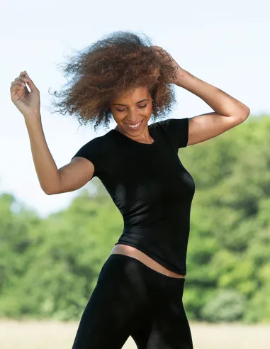 T-Shirt Manches Courtes Femme Soie Laine Engel Natur