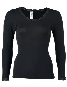 T-Shirt Manches Longues avec Dentelle Femme Soie Laine Engel Natur 2