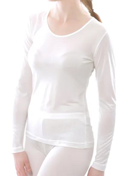 T-Shirt en Soie Femme Manches Longues Alkena