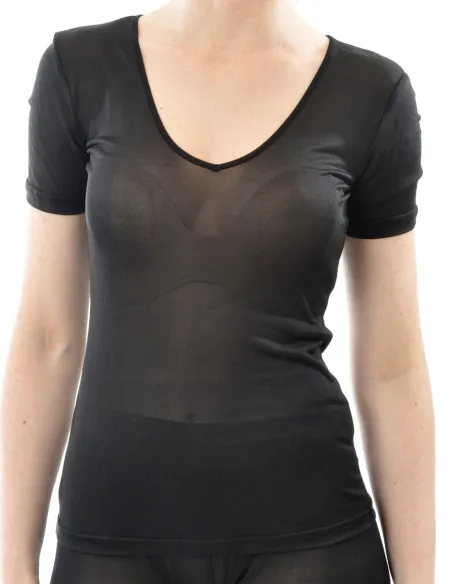 T-Shirt en Soie Femme Col en V Alkena