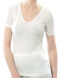 T-Shirt en Soie Femme Col en V Alkena 2
