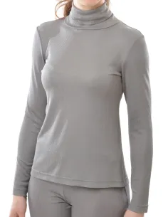 T-Shirt en Soie Côtelé Femme Col Montant Alkena