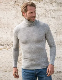 T-Shirt Col Montant Homme Soie Laine Engel Natur