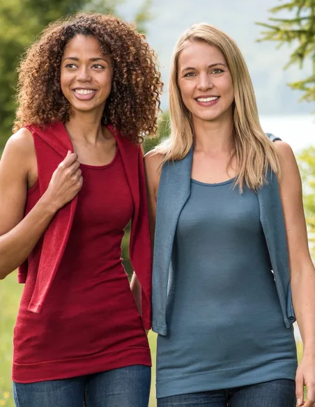 Débardeur Long Femme Soie Laine Engel Natur