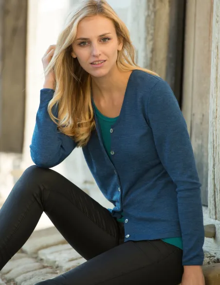 Cardigan Soie Laine Engel Natur
